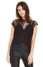Dailylook Lovers + Friends Emerey Lace Panel Blouse In Black S At Dailylook
