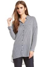 Dailylook J. Franco Striped Button Down In White / Navy S - L At Dailylook