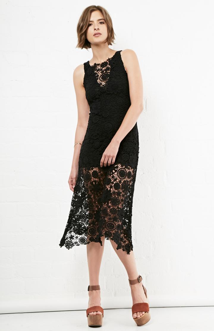 Dailylook Nightcap Caribbean Crochet Flare Dress In Black 2 - 3 At Dailylook