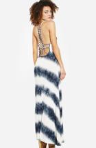 Dailylook Braided Back Tie Dye Striped Maxi Dress In Navy S - L At Dailylook