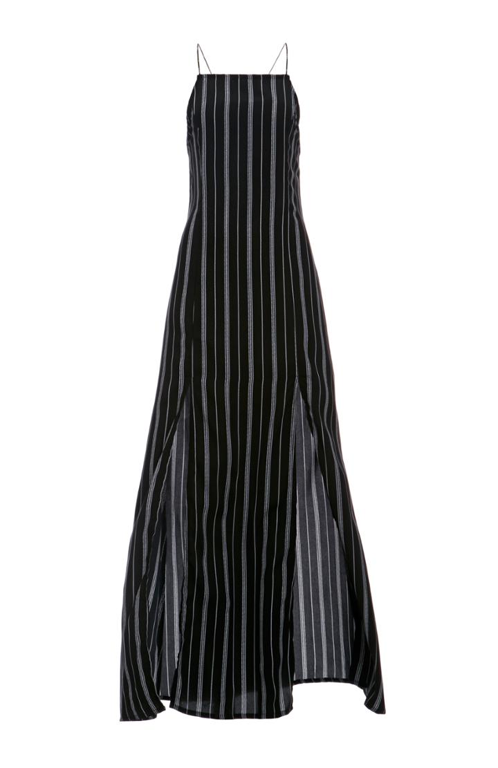 Dailylook Glamorous Double Split Maxi Dress In Black White Stripe Xs - L At Dailylook