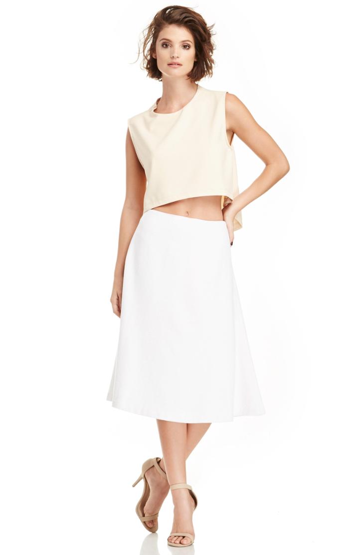Dailylook Line Dot Hepburn Circle Midi Skirt In White Xs - L At Dailylook