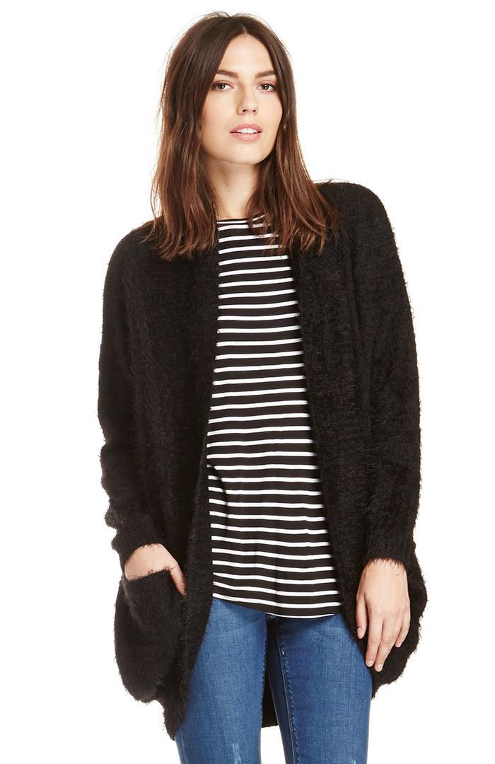 Dailylook Minkpink Fuzzy Cocoon Cardigan In Black Xs - L At Dailylook