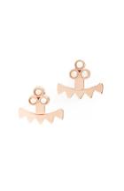 Dailylook Cam Three Stone Jagged Jacket Earrings In Rose Gold At Dailylook