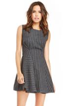 Dailylook J.o.a. Pinstripe Dress In Gray Xs - L At Dailylook