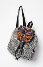 Dailylook Adeline Tribal Buckle Backpack In Black / White At Dailylook