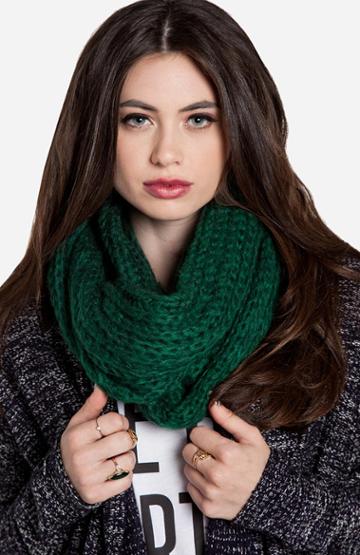 Dailylook Fuzzy Knit Infinity Scarf In Green