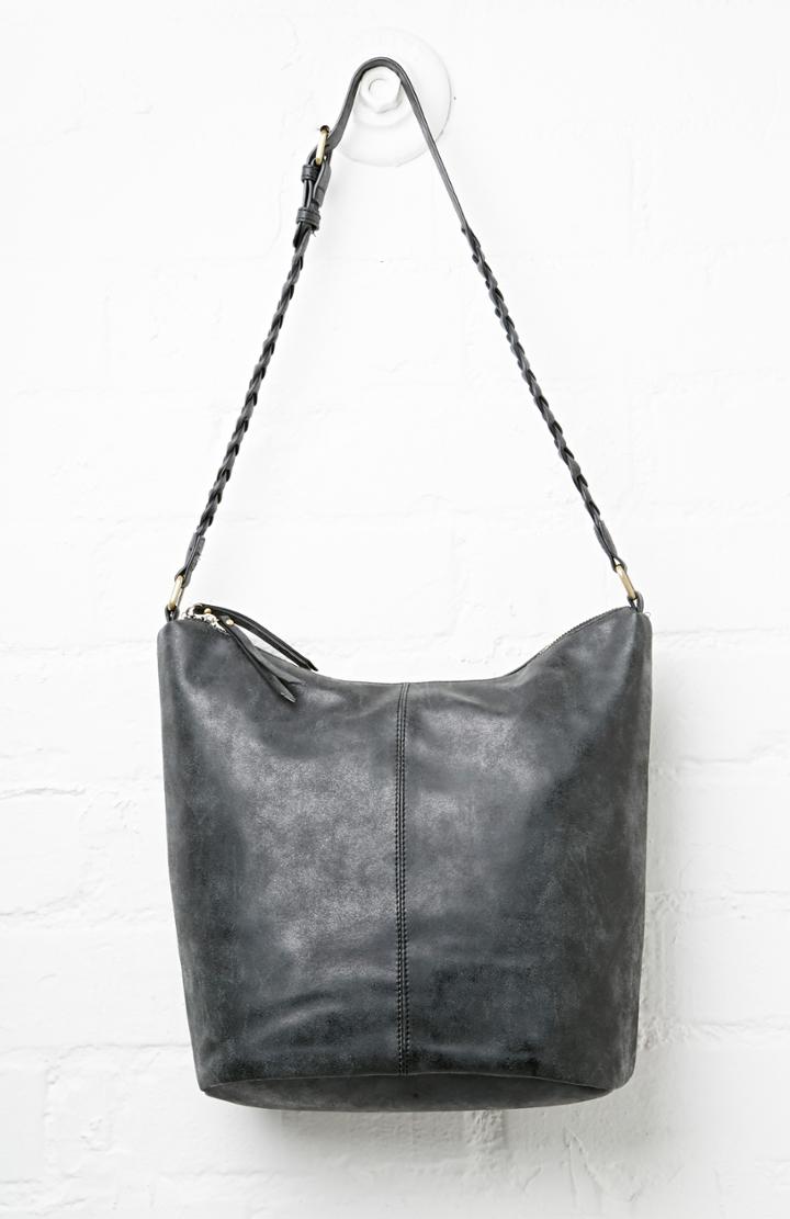 Dailylook The Solange Faux Suede Braided Everyday Shoulder Bag In Black At Dailylook