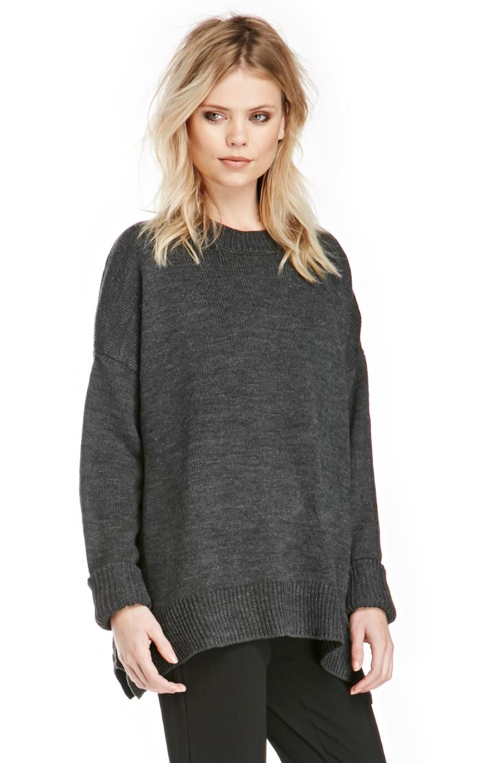 Dailylook Warren G Oversized Pullover In Charcoal One Size At Dailylook