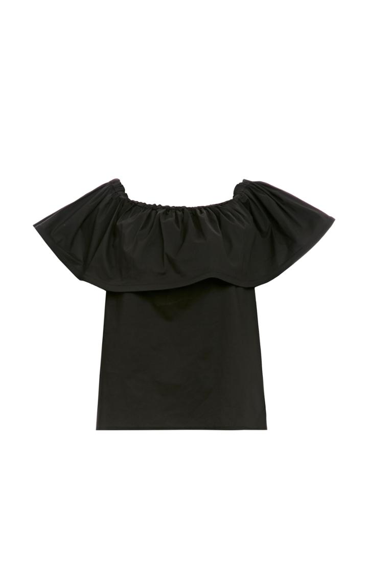 Dailylook Line Dot Antonio Ruffle Top In Black Xs - L At Dailylook