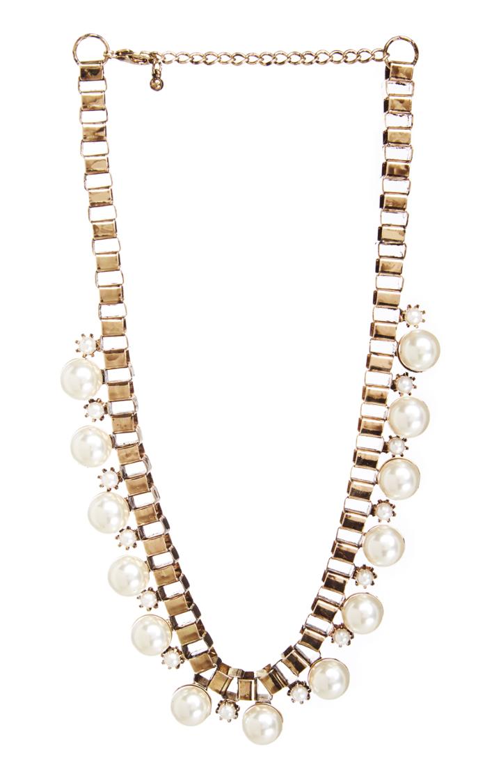 Dailylook J.o.a. Multi Pearl Chain Link Necklace In Gold At Dailylook
