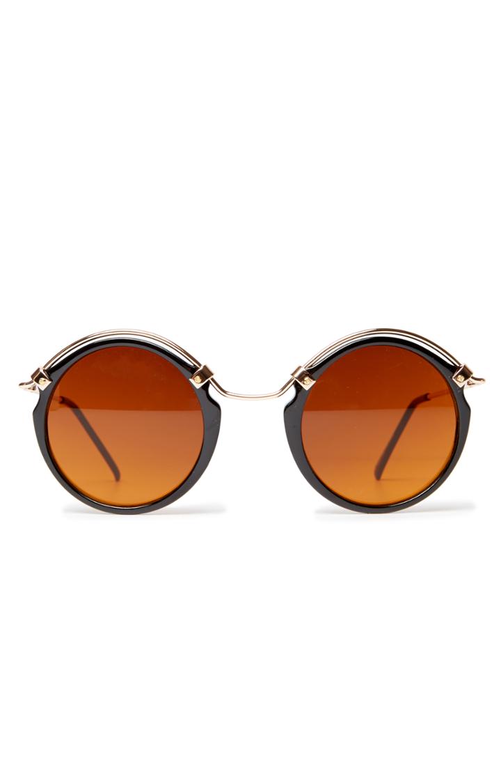Dailylook Spitfire A-teen Round Sunglasses In Brown At Dailylook