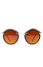 Dailylook Spitfire A-teen Round Sunglasses In Brown At Dailylook