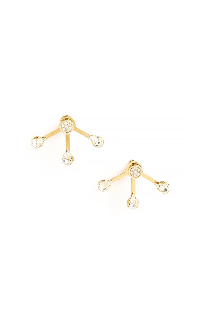 Dailylook Serefina Trident Ear Jacket Studs In Clear At Dailylook
