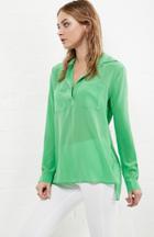 Dailylook Lavender Brown Silk Two Pocket Shirt In Green S At Dailylook