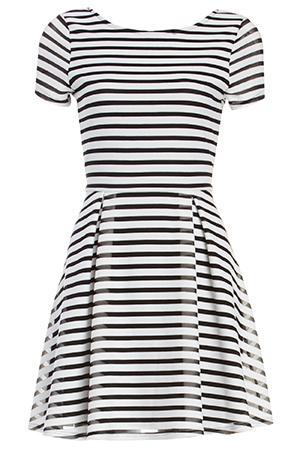 Dailylook Pleated Striped Dress