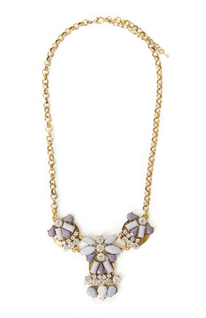 Dailylook Dailylook Heather Jeweled Drop Necklace In Blue At Dailylook