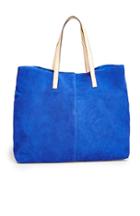 Dailylook Classic Suede Tote In Blue At Dailylook