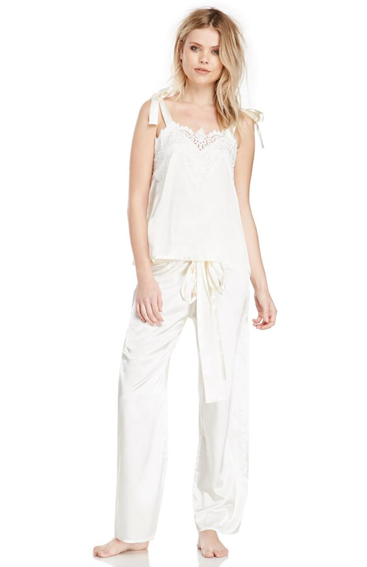 Dailylook For Love  Lemons Skivvies Nighty Night Satin Pants In Ivory S - M At Dailylook