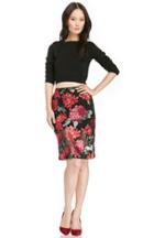 Dailylook Sequin Jardin De Fleurs Skirt In Black/red S - L At Dailylook