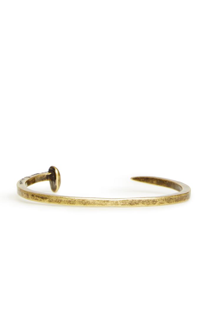 Dailylook Giles Brother Skinny Railroad Spike Cuff Bracelet In Brass At Dailylook