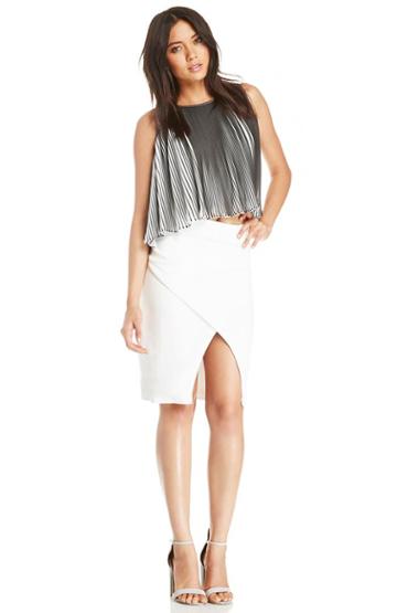 Dailylook Three Of Something Refraction Skirt In White Xs - M