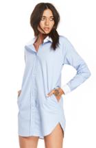 Dailylook Dailylook Carrie Bradshaw Cotton Shirt Dress In Blue Xs - Xl At Dailylook