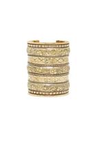 Dailylook Natalie B Azteca Floral Cuff In Gold At Dailylook