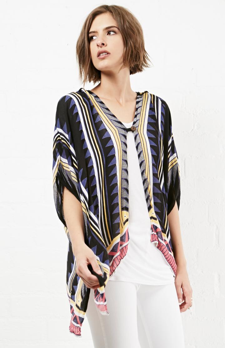 Dailylook Raga Neo Tribal Hoodie In Multi-colored S - L At Dailylook