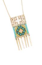Dailylook Dailylook Beaded Tribal Pendant Necklace In Turquoise At Dailylook