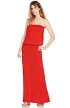 Dailylook Strapless Jersey Knit Maxi Dress In Red S - L At Dailylook