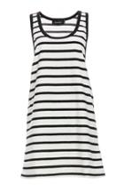 Dailylook Caught Up Striped Tank Dress In Black/ivory Xs - L At Dailylook