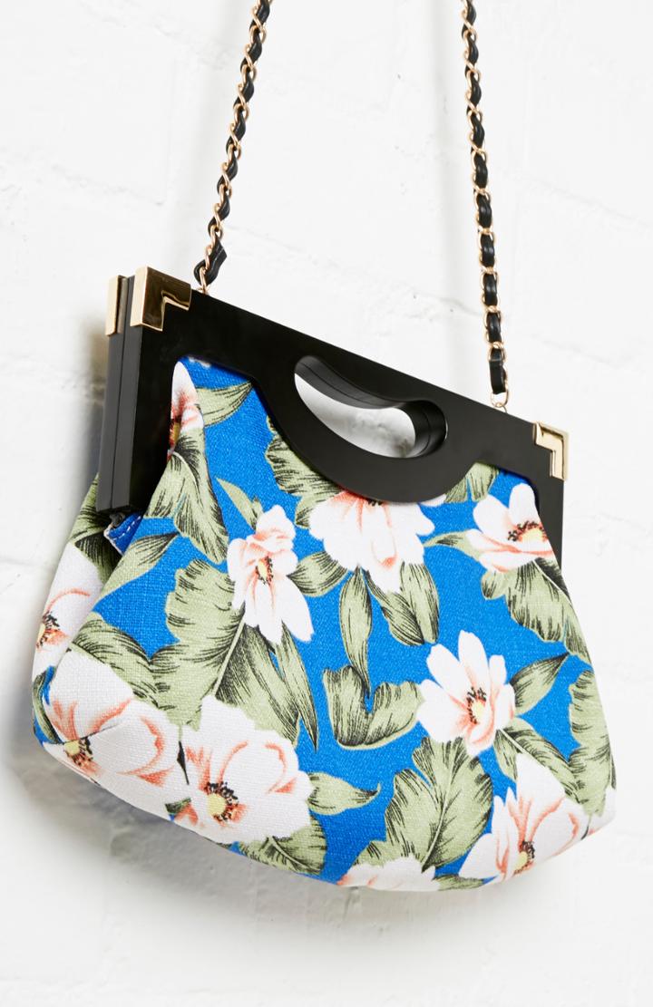 Dailylook Leilani Floral Vintage Clutch In Blue At Dailylook