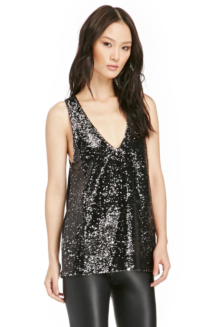 Dailylook Bb Dakota Sequined Jovelyn Top In Black/silver Xs - M At Dailylook