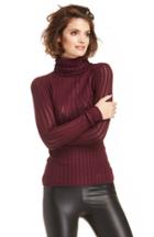 Dailylook Madeline Ashton Cable Knit Sweater In Wine L At Dailylook