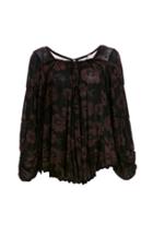 Dailylook Free People Hummingbird Jersey Zoe Printed Blouse In Black M At Dailylook