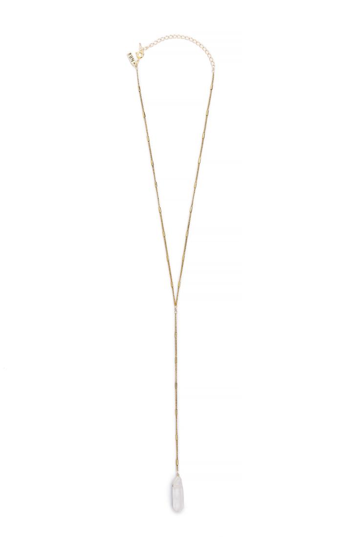Dailylook Natalie B Energizer Lariat Necklace Quartz Crystal In Gold At Dailylook