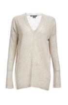 Dailylook Vince Linen Blend V-neck Sweater In Beige M At Dailylook