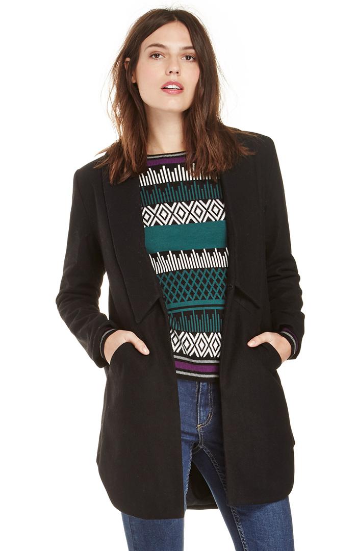 Dailylook Blessed Are The Meek Wool Coat In Black Xs - Xxs At Dailylook