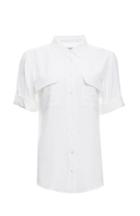 Dailylook Equipment Short Sleeve Slim Silk Signature In White S - M At Dailylook