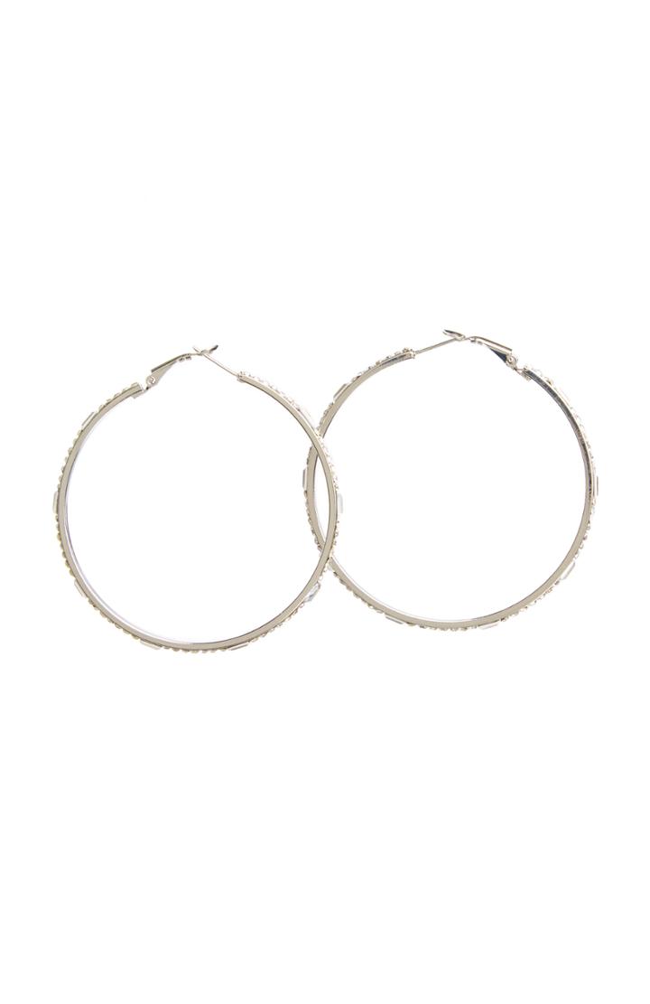 Dailylook Dailylook Middleton Crystal Hoop Earrings In Silver At Dailylook