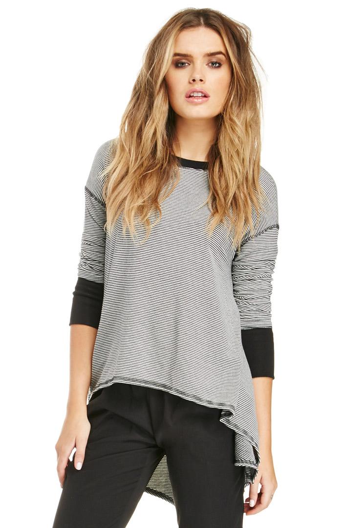 Dailylook Dakota Collective Ponte Knit Peggy Top In Black White Stripe Xs At Dailylook