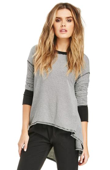 Dailylook Dakota Collective Ponte Knit Peggy Top In Black  White Stripe Xs At Dailylook