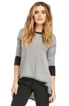 Dailylook Dakota Collective Ponte Knit Peggy Top In Black  White Stripe Xs At Dailylook