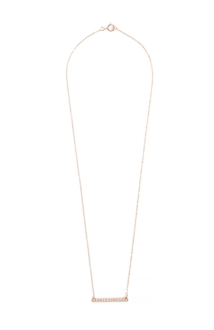 Dailylook Sage Stone Crystal Bar Necklace In Rose Gold At Dailylook