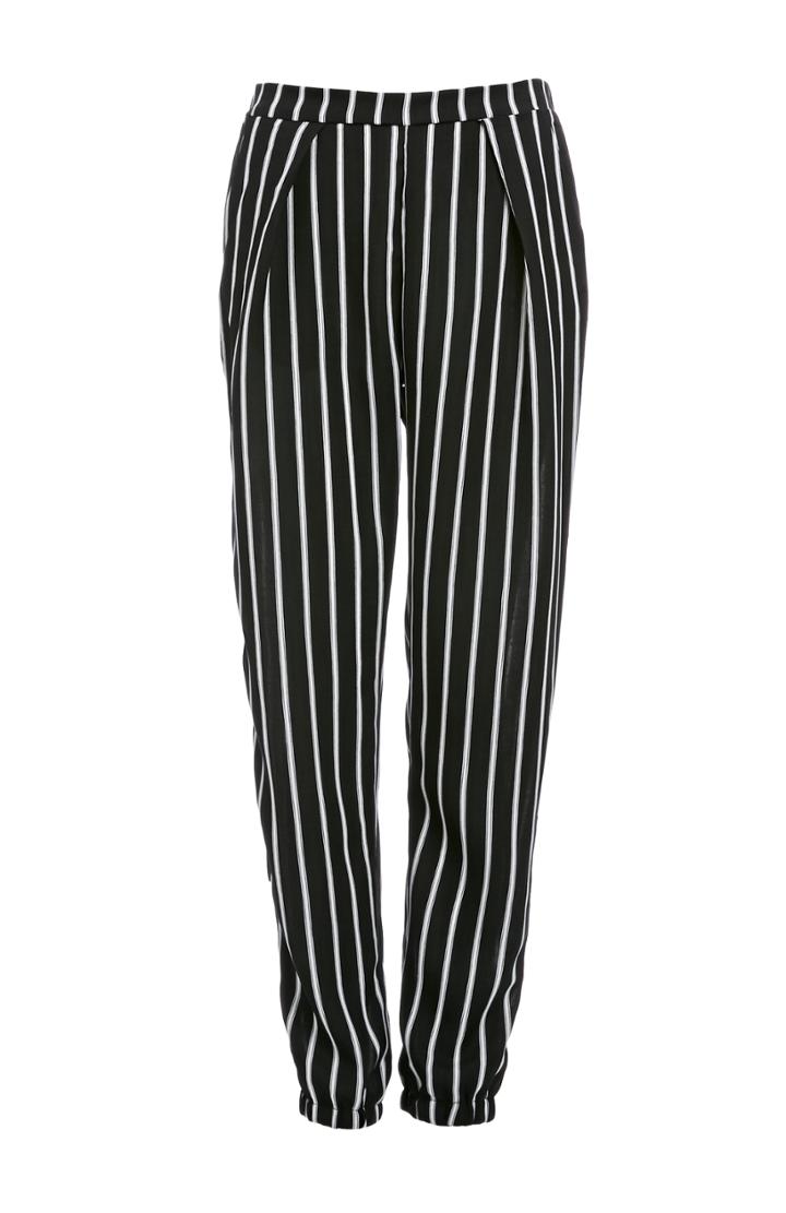 Dailylook Glamorous Tapered Cuff Striped Trousers In Black / White Xs - L At Dailylook