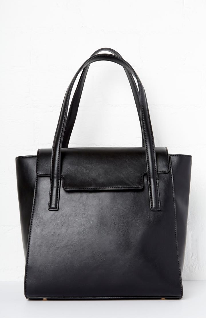 Dailylook Dailylook Evander Vegan Leather Winged Tote In Black At Dailylook