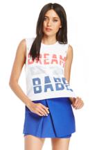 Dailylook The Laundry Room American Dream Babe Thrashed Crop Muscle Tee In White One Size At Dailylook