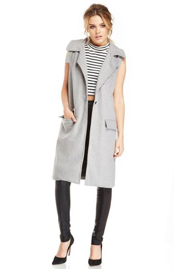 Dailylook Joa Woolen Sleeveless Coat In Gray Xs - L