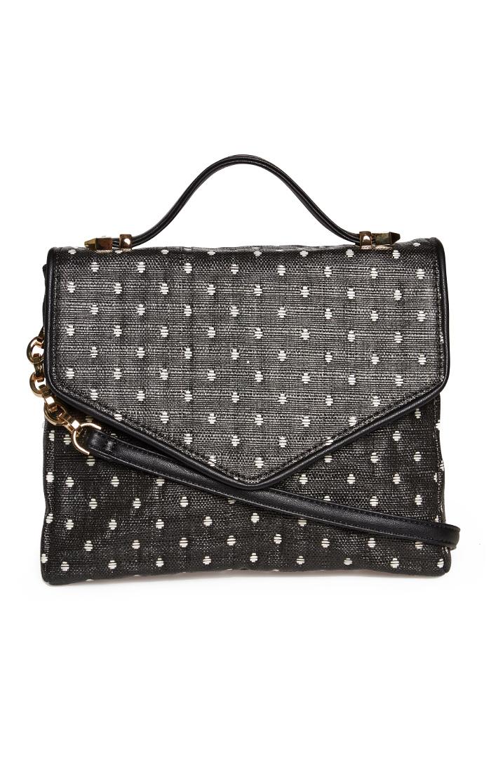 Dailylook Deux Lux Dottie Vegan Leather Messenger Purse In Black At Dailylook